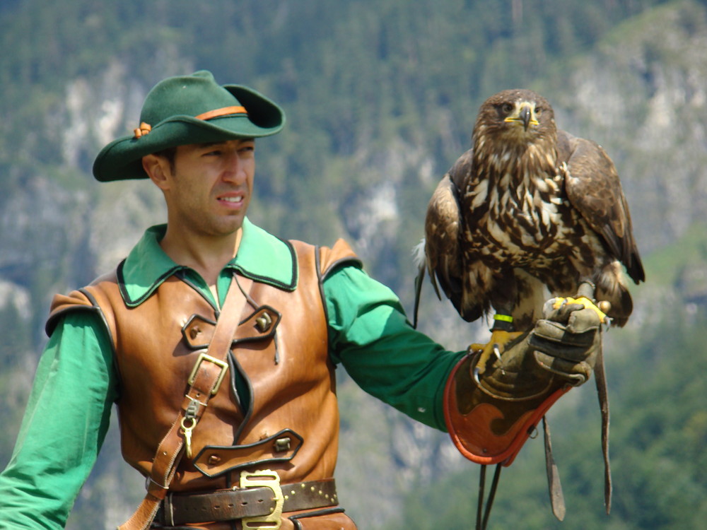 Falkner auf Burg Hohenwerfen, Österreich