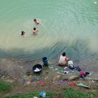 Familie beim Baden / Waschen