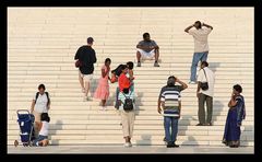 Familie on the Prime Court stairs