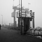 Family in haze. Habor of Norddeich Mole