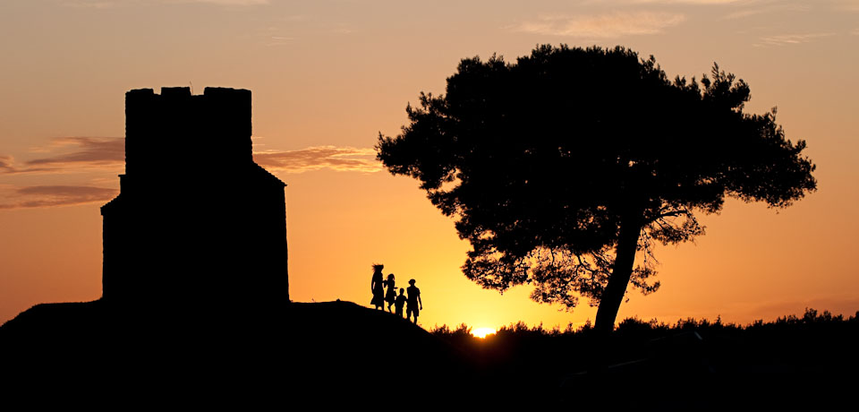 Family-Sonnenuntergang bei Nin