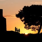 Family-Sonnenuntergang bei Nin