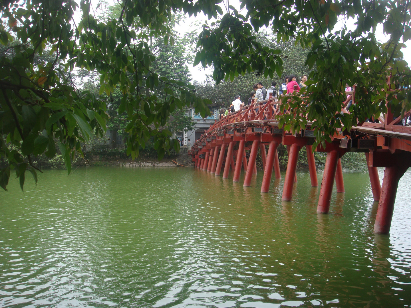 famous wooden bridge in Hanoi