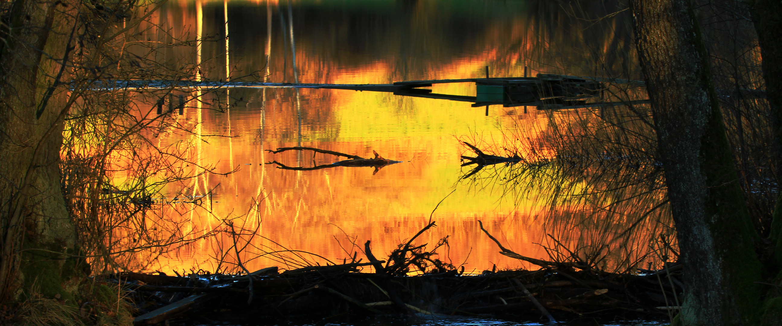 Farb und Lichtkomposition auf dem See