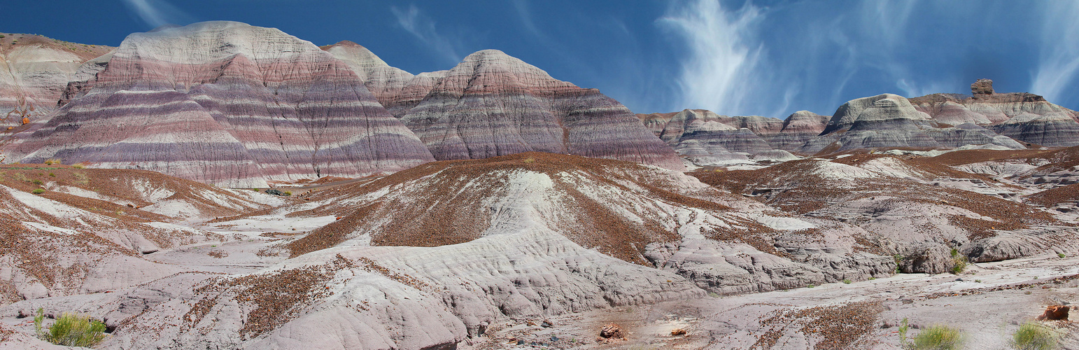 Farbenprächtige Badlands - Blue Mesa-Panorama