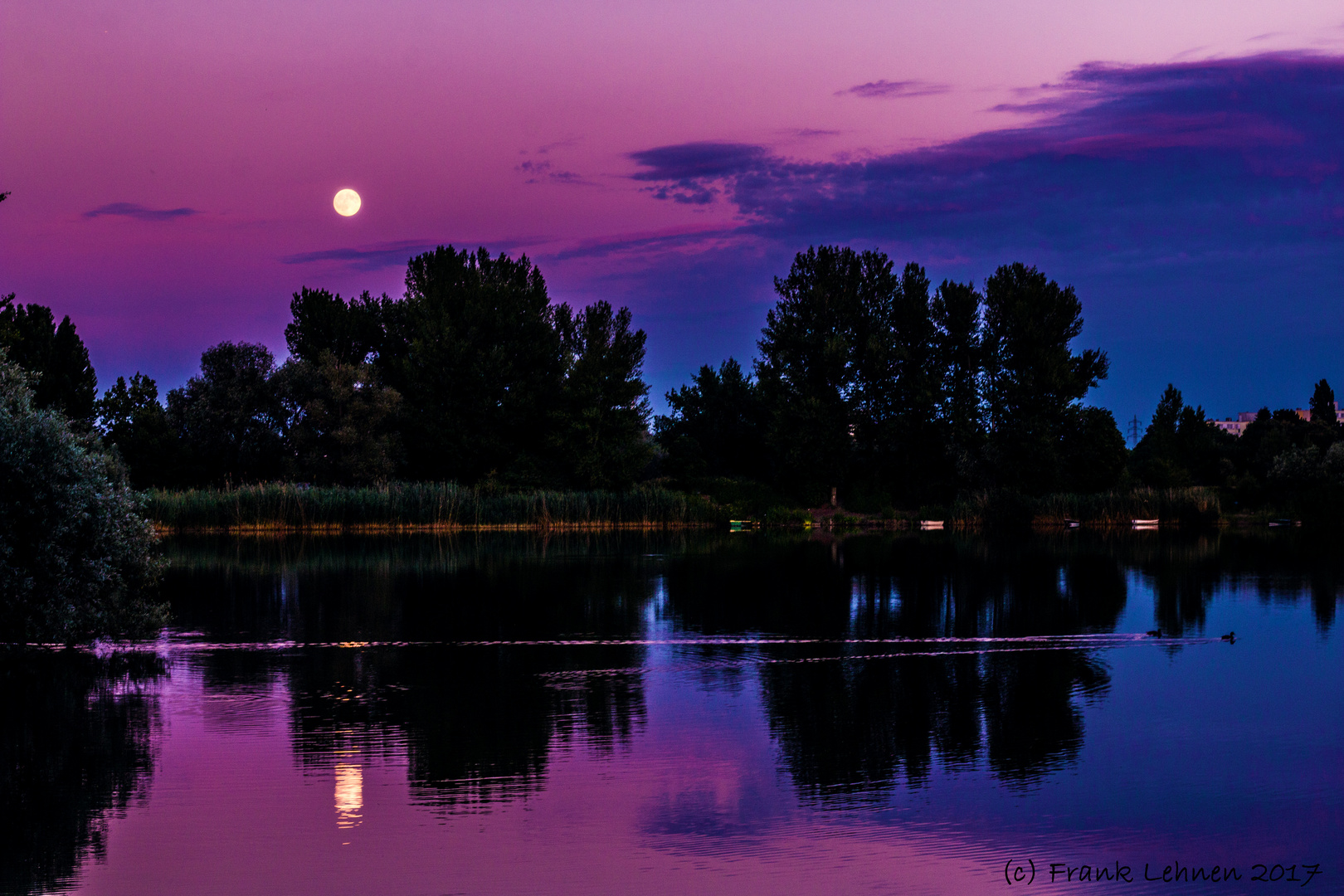 "Farbenspiel am See bei Vollmond"