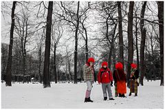 Farbkleckse im Schnee