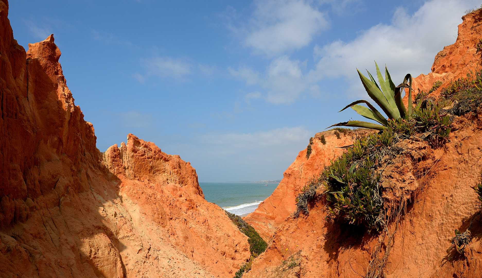  Farblich ein Traum, die Sandsteilküste von Praia da Falesia (Algarve) in Portugal.