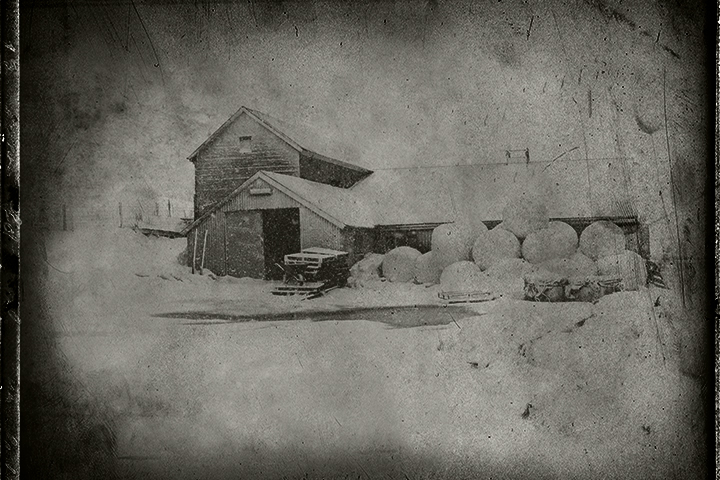 Farmhouse with Hay Rounds