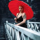 Fashion photoshoot in rain. Finnish summer