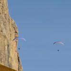 Fast synchron an der Wand lang. Aufgenommen am Sella Joch.