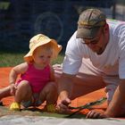 Father and Daughter Frog Jumping Festival