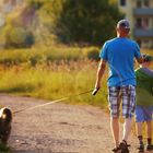 father, son and dog