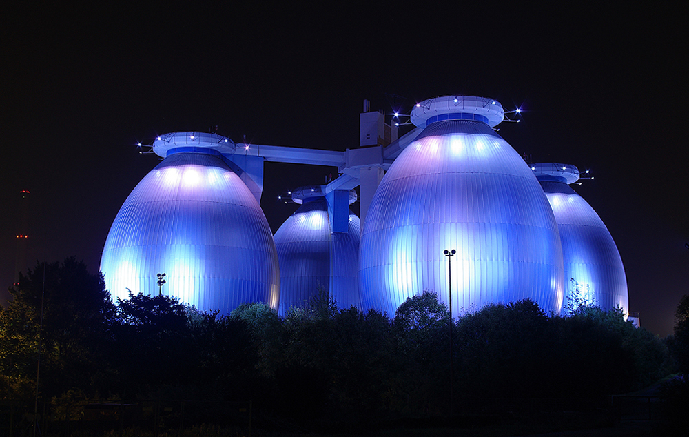 Faulbehälter der Kläranlage Bottrop (unsere blauen Eier)