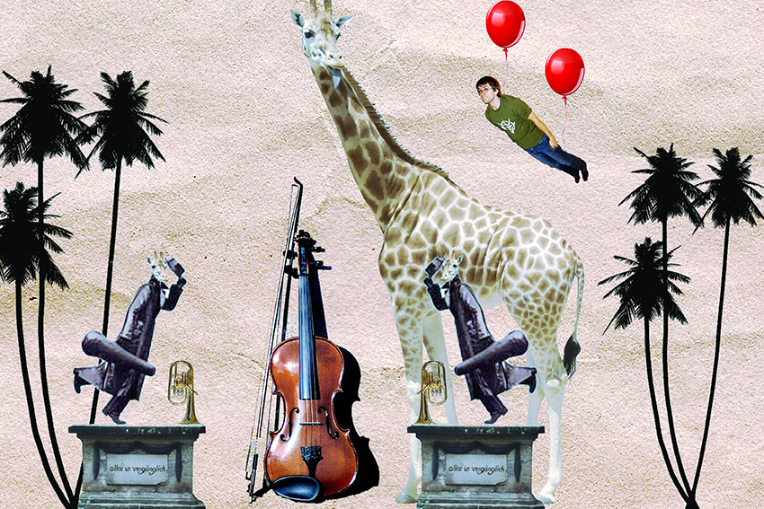 FC Montage Giraffe als Musiker