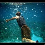 feeding tiny bubbles to those beautiful fish