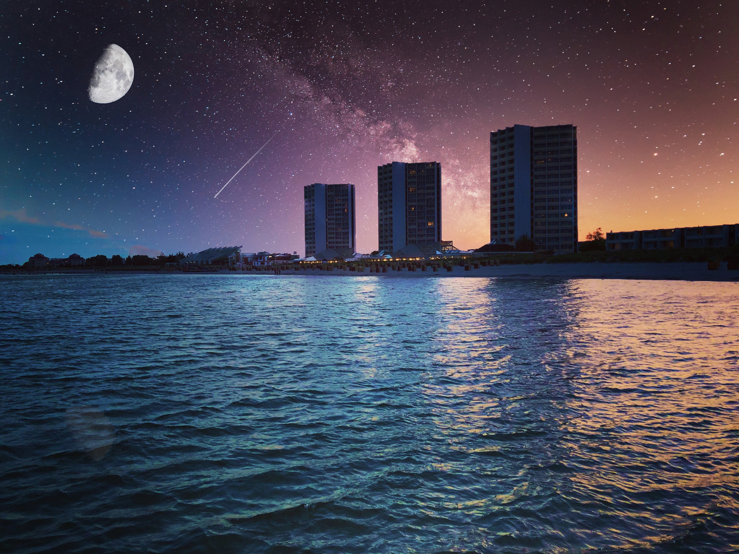 Fehmarn Südstrand bei Nacht