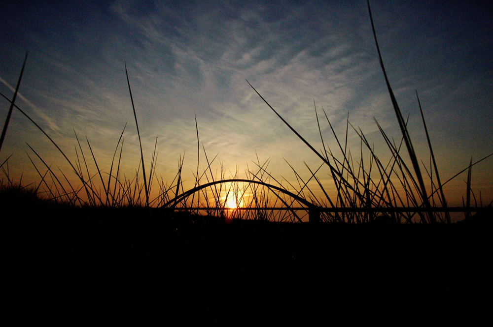 Fehmarn Sundbrücke im Sonnenuntergang