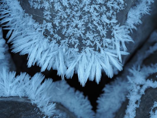 Feine Eiskunst am Bergbach ...