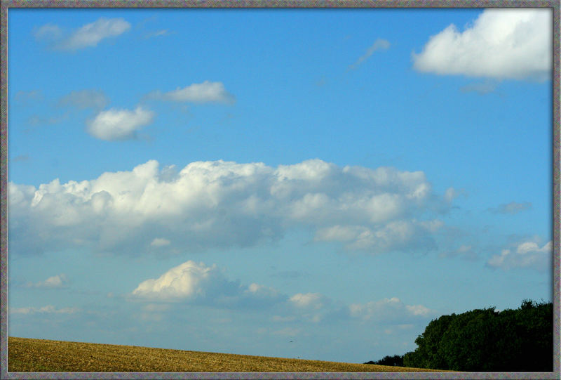 Feld mit eigenartigen Wolken