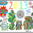 Feliz Año Nuevo 2013 - Happy New Year 2013 - Colour Zentangle.