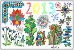Feliz Año Nuevo 2013 - Happy New Year 2013 - Colour Zentangle.