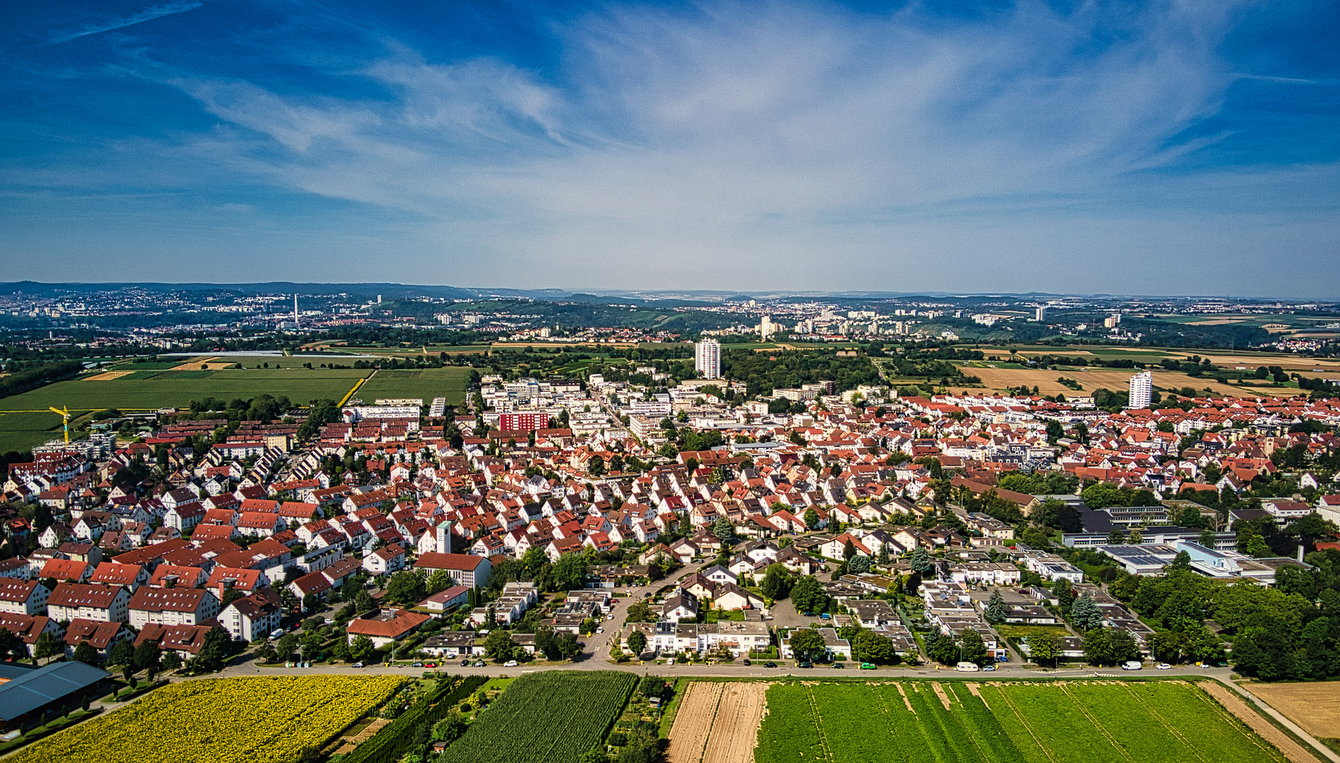 Fellbach Schmiden aus der Vogelperspektive