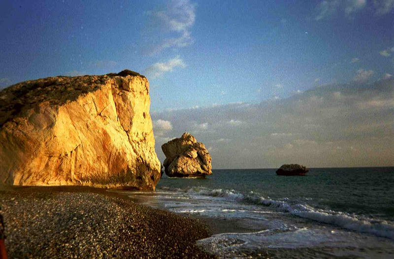 Felsen der Aphrodite schon fast im Abendlicht