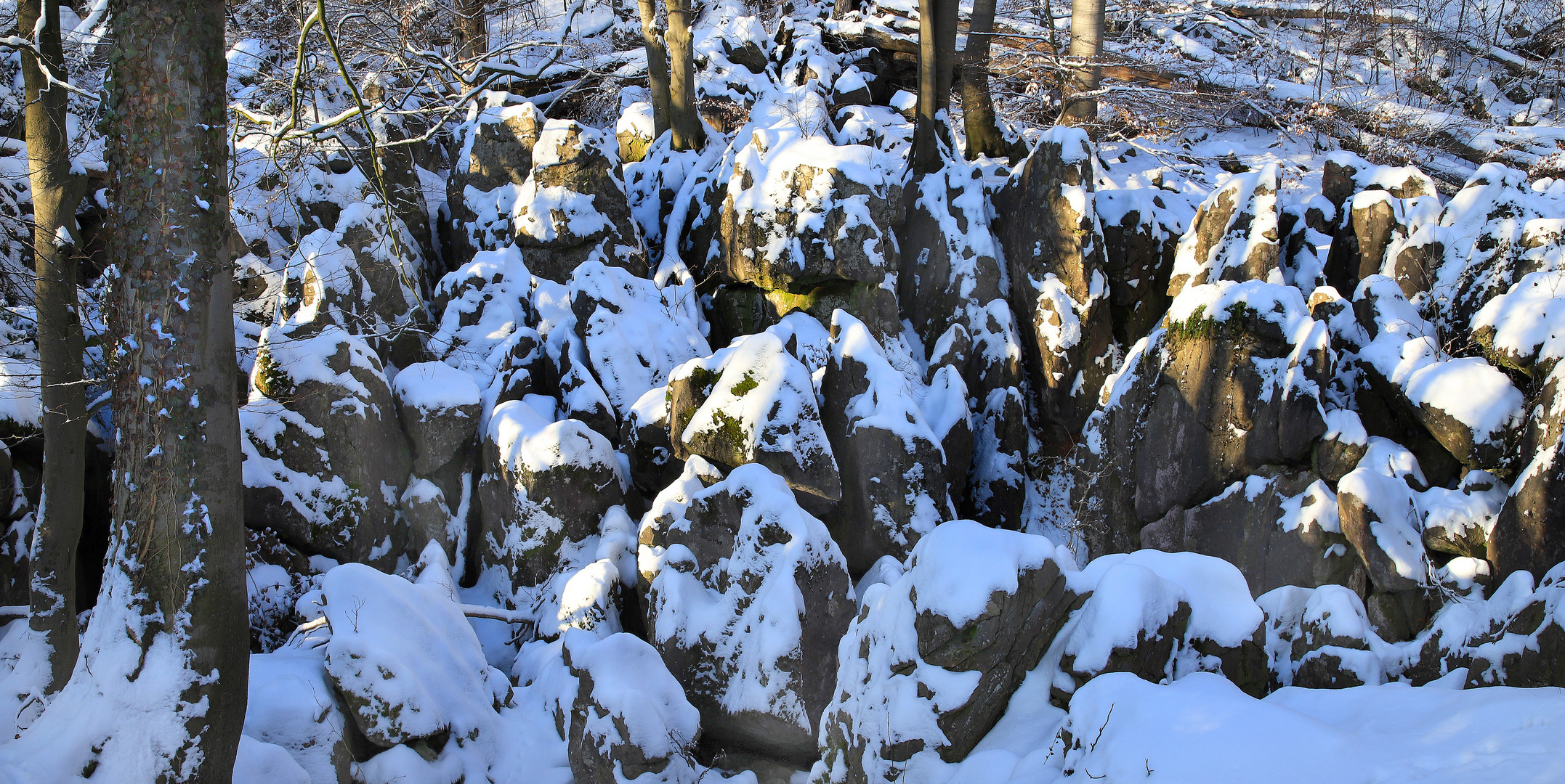 Felsenmeer bei Hemer im Schnee