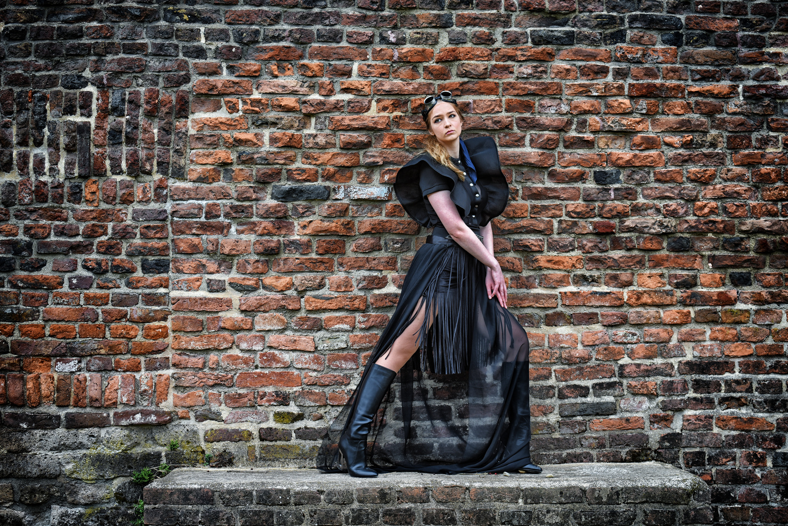 female bricklayer improperly dressed