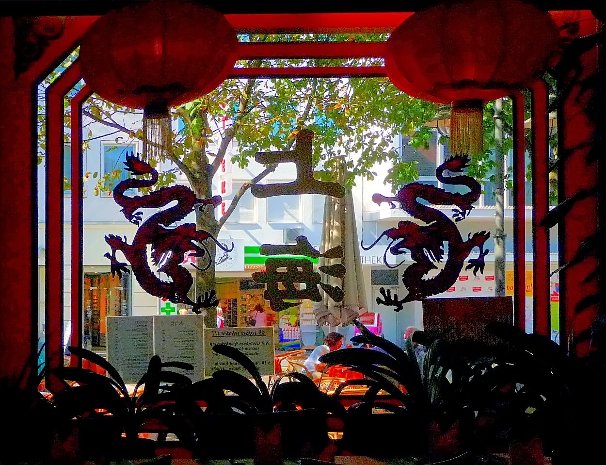 Fenster in einem Chinarestaurant