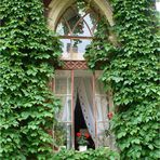 Fenster mit Geranie, im Weltkulturerbe Wörlitzer Park
