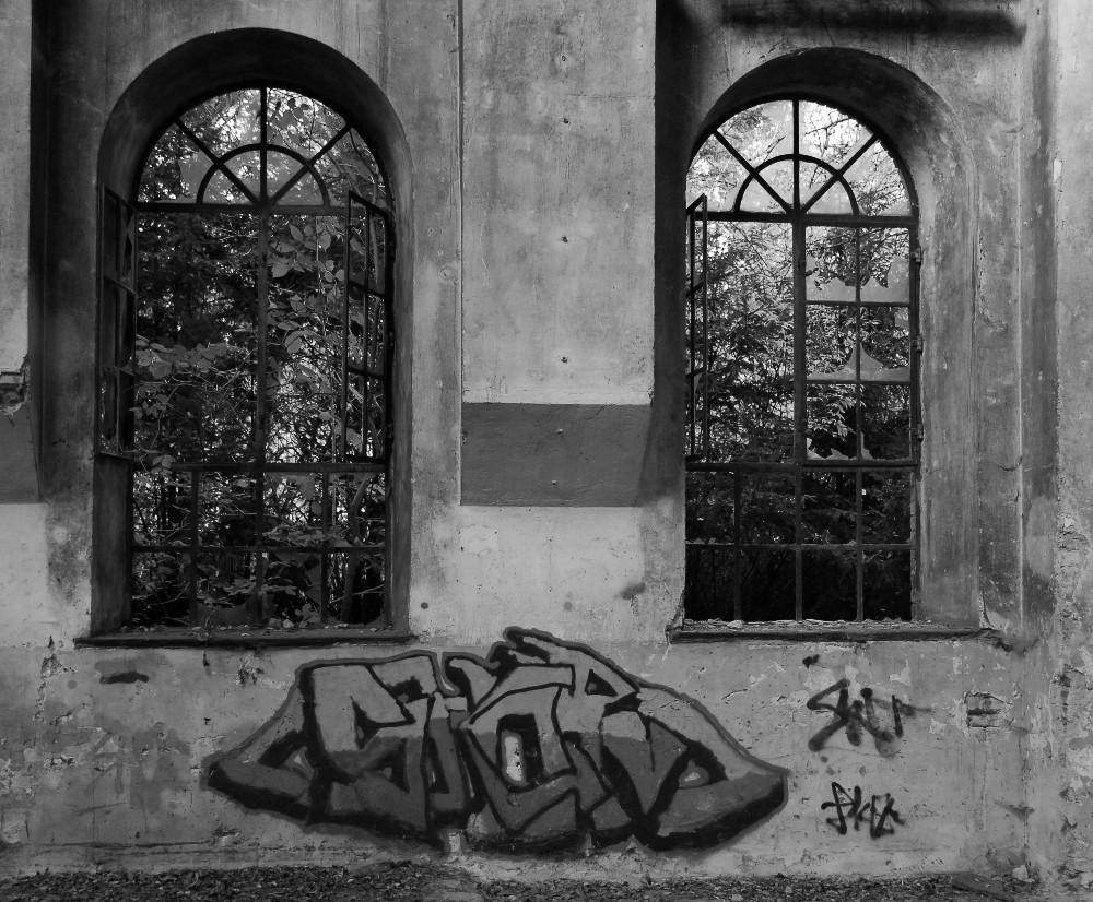 Fenster mit Graffiti