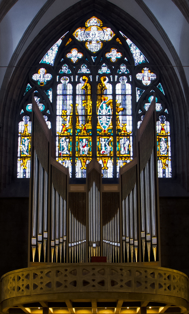 Fenster und Orgel in der Minoriten-Kirche, Köln