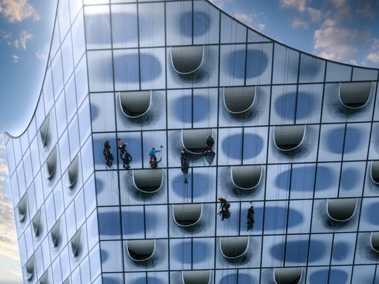 Fensterputzer Elbphilharmonie