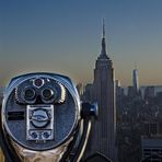 Fernblick vom Rockefeller Center ,,Top of the Rocks'' über das Empire State Building