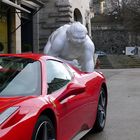 ferrari and sumo sculpture