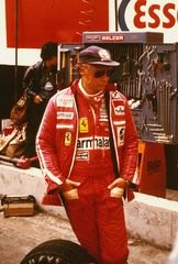 Ferrari Star Niki Lauda 10.Monate nach seinem Unfall (Nürburgring 1.8.1976)