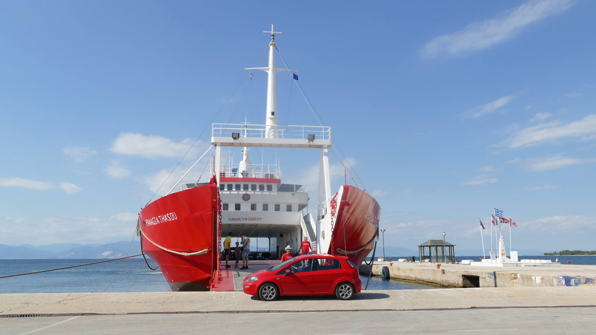 Ferry in red