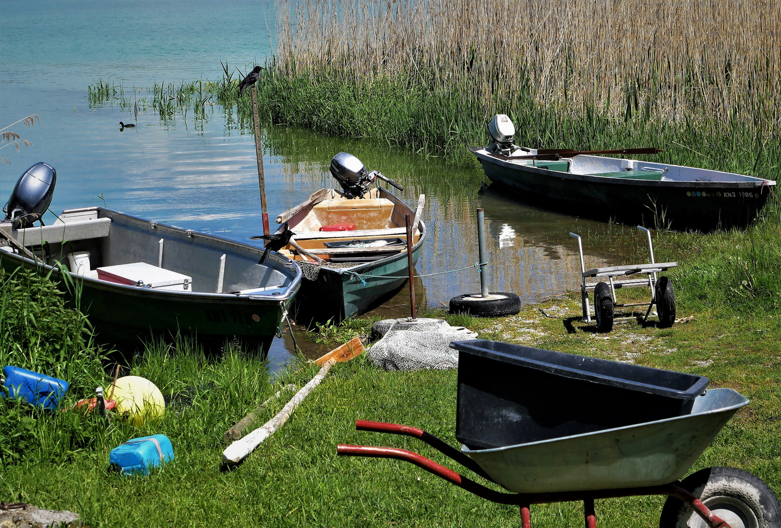 Fertig zum Fischen auf der Reichenau 