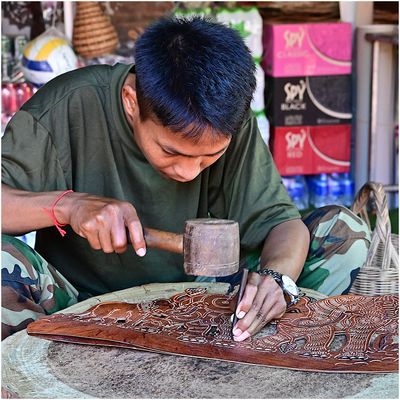 Fertigung eines Bildes aus Leder