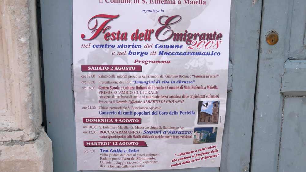 Festa dell´Emigrante nel centro storico del Comune e nel borgo di Roccacaramanico