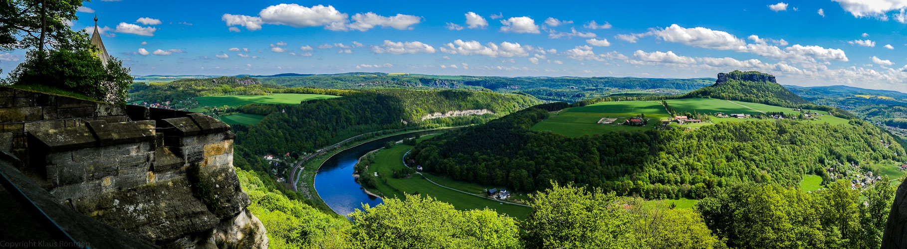 Festung Königstein: Blick auf Elbschleife und Lilienstein