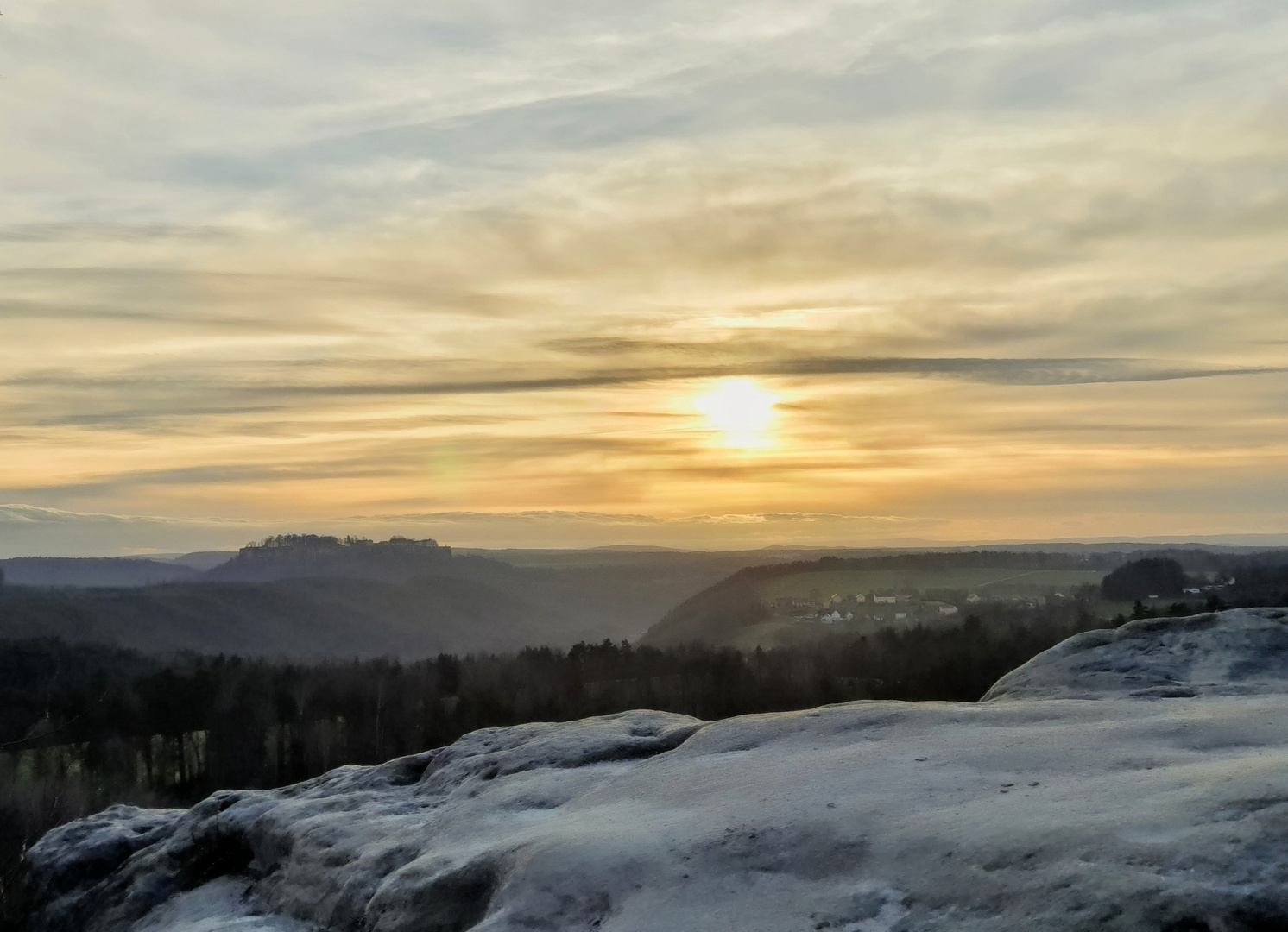 Festung Königstein im Sonnenuntergang 