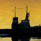 Feuerlöschboot am Abend