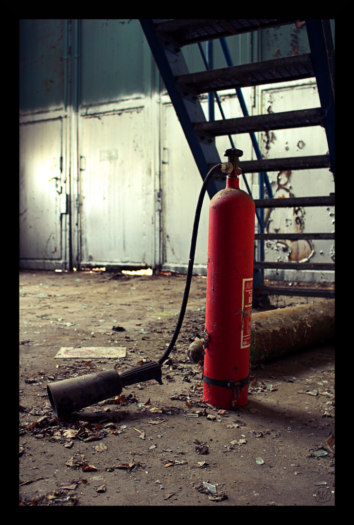 Feuerlöscher im Stahlwerk