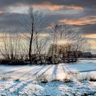 Feuerlöschteich am Winterabend Panorama 180°