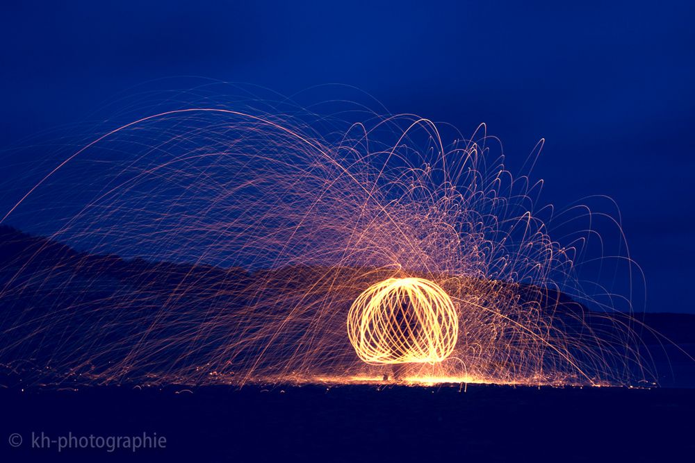 Feuerregen am Strand