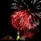 Feuerwerk am Leuchtturm in Rostock