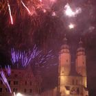 Feuerwerk auf Halles Marktplatz